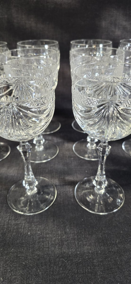 Set Of 10 Lorraine Crystal Stemmed Glasses – 17.5 Cm Tall-photo-2