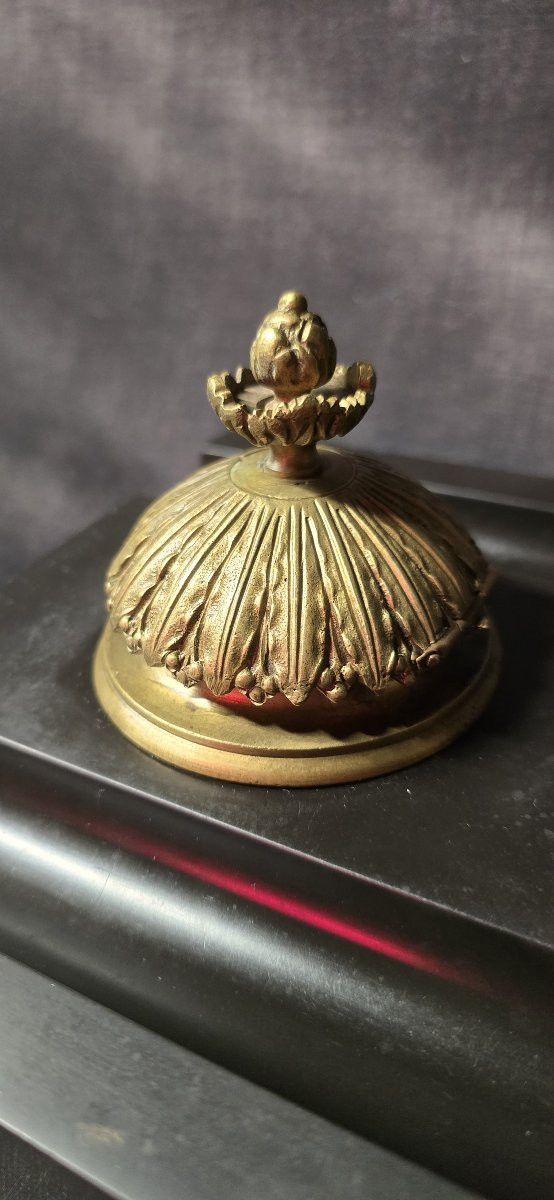 Encrier double ancien en marbre noir et bronze – fin XIXᵉ / début XXᵉ siècle-photo-3