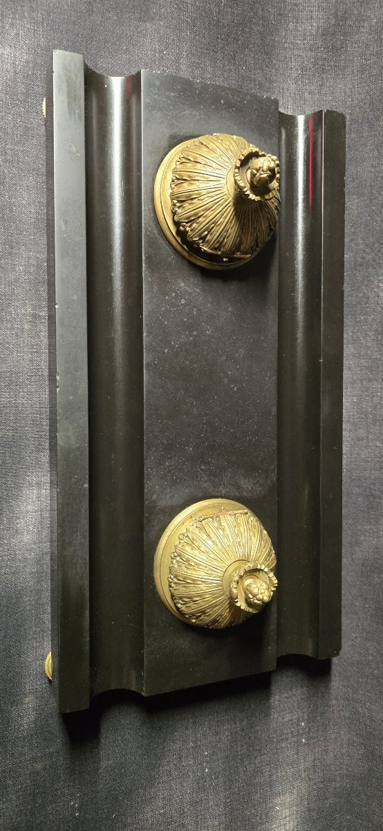 Encrier double ancien en marbre noir et bronze – fin XIXᵉ / début XXᵉ siècle-photo-1