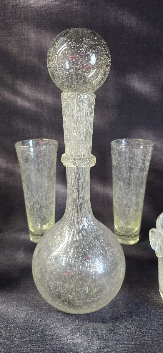 Set Of Biot Bubble Glassware – Carafe, Glasses And Ice Bucket – 1960s-photo-2
