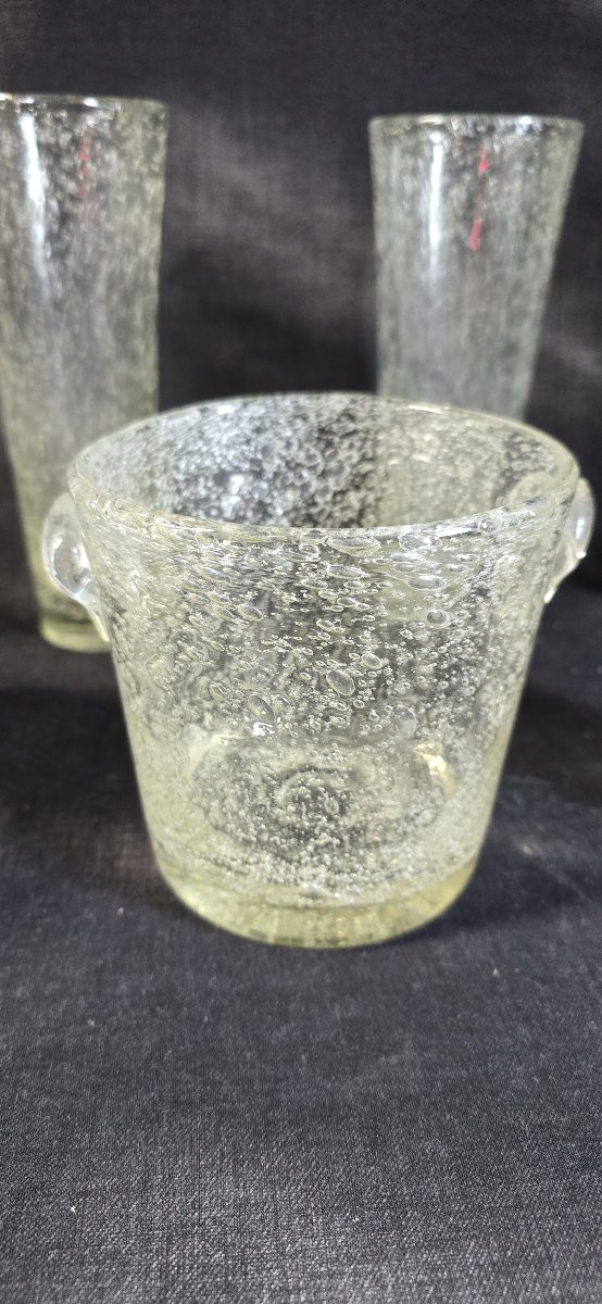 Set Of Biot Bubble Glassware – Carafe, Glasses And Ice Bucket – 1960s-photo-3