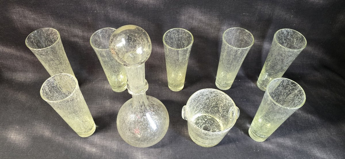 Set Of Biot Bubble Glassware – Carafe, Glasses And Ice Bucket – 1960s-photo-4