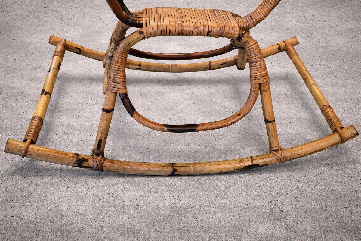Proantic: Vintage 1960s/70s Rattan And Bamboo Rocking Horse