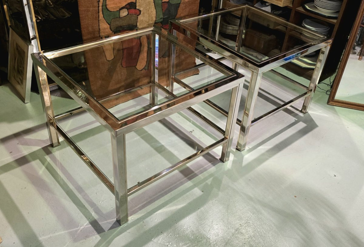 Paire de bouts de canapé ou tables d’appoint, Maison Charles, France, vers 1970-photo-6