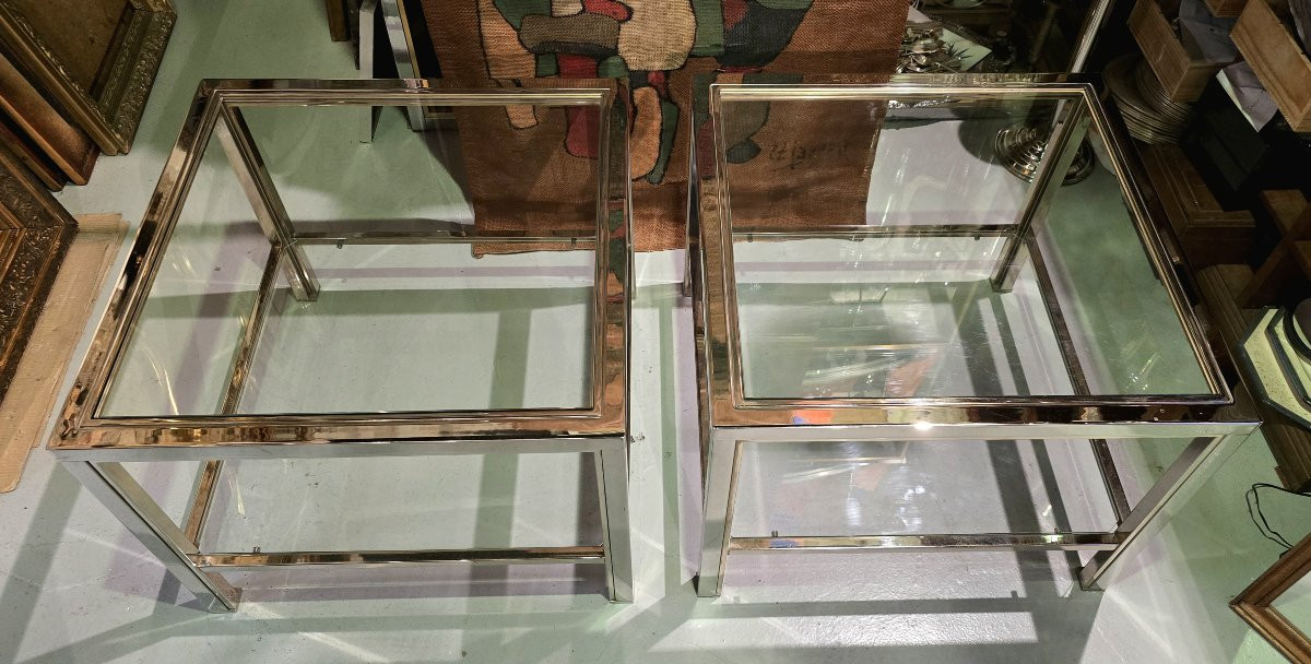 Paire de bouts de canapé ou tables d’appoint, Maison Charles, France, vers 1970-photo-7