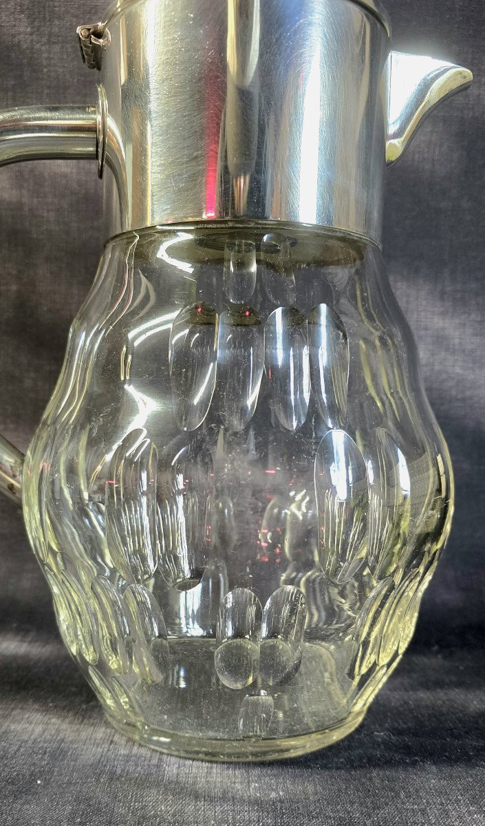 WMF  pichet / verseuse  en verre moulé et métal argenté avec filtre – vers 1930-1945-photo-4