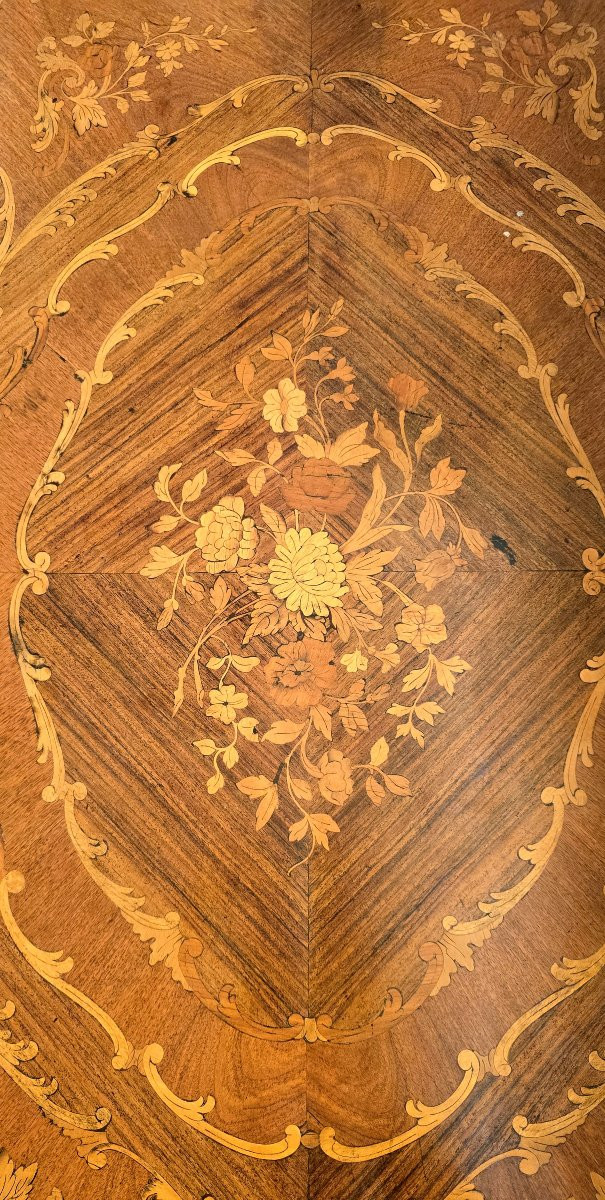 Louis XV Style Flat Desk In Marquetry - 20th Century Work-photo-1