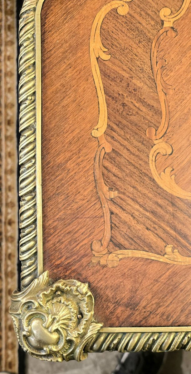 Louis XV Style Flat Desk In Marquetry - 20th Century Work-photo-2