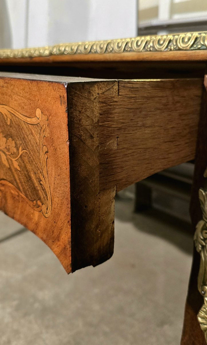 Louis XV Style Flat Desk In Marquetry - 20th Century Work-photo-5