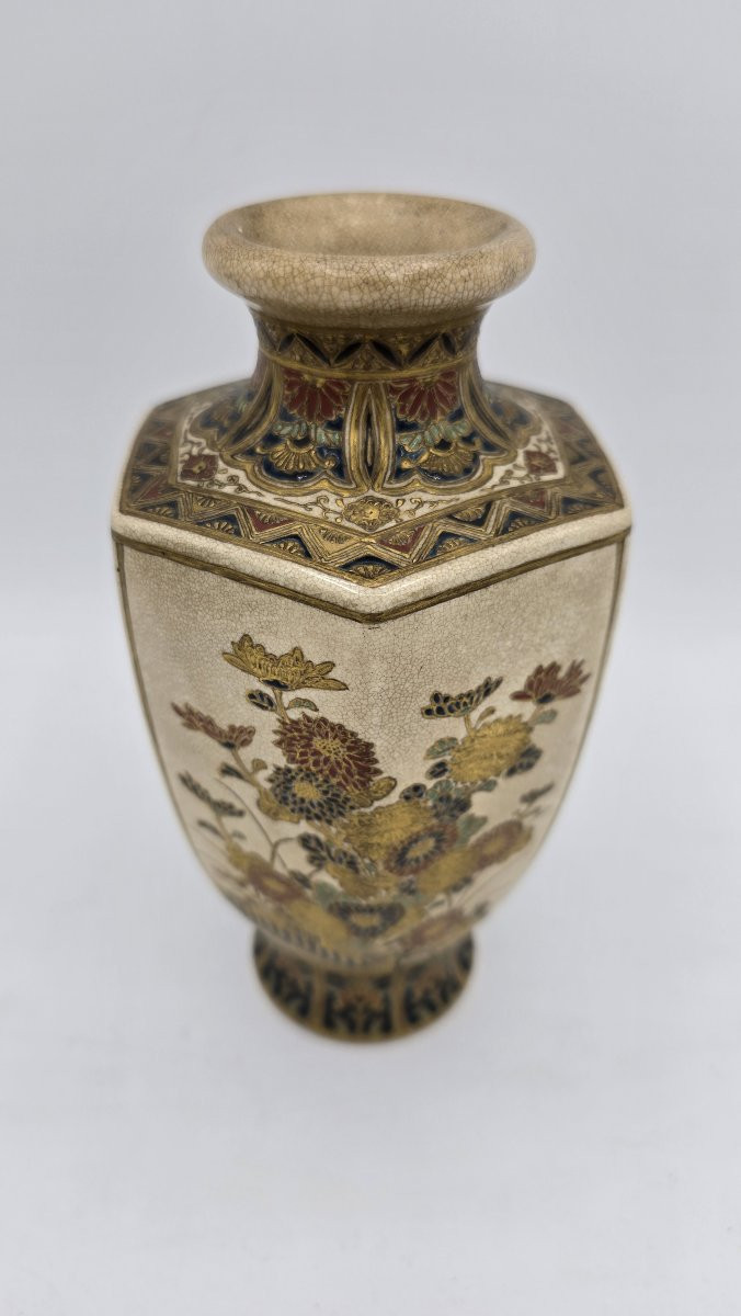Vase en céramique japonaise Satsuma – période Meiji-photo-2