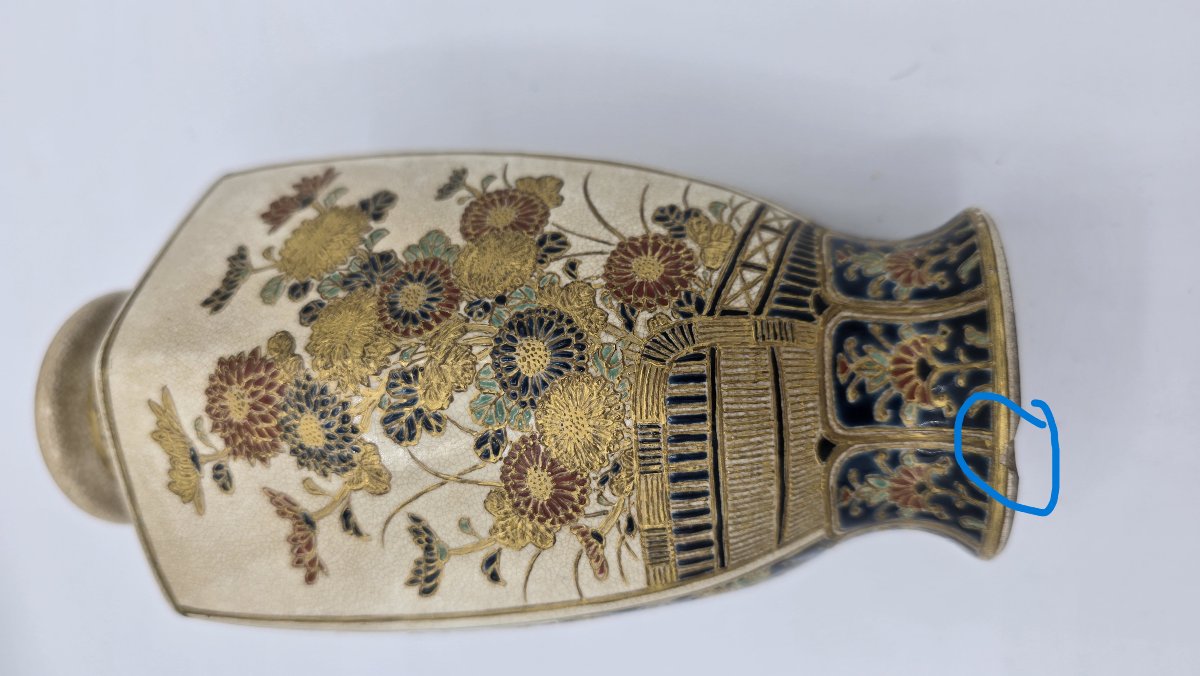 Vase en céramique japonaise Satsuma – période Meiji-photo-4