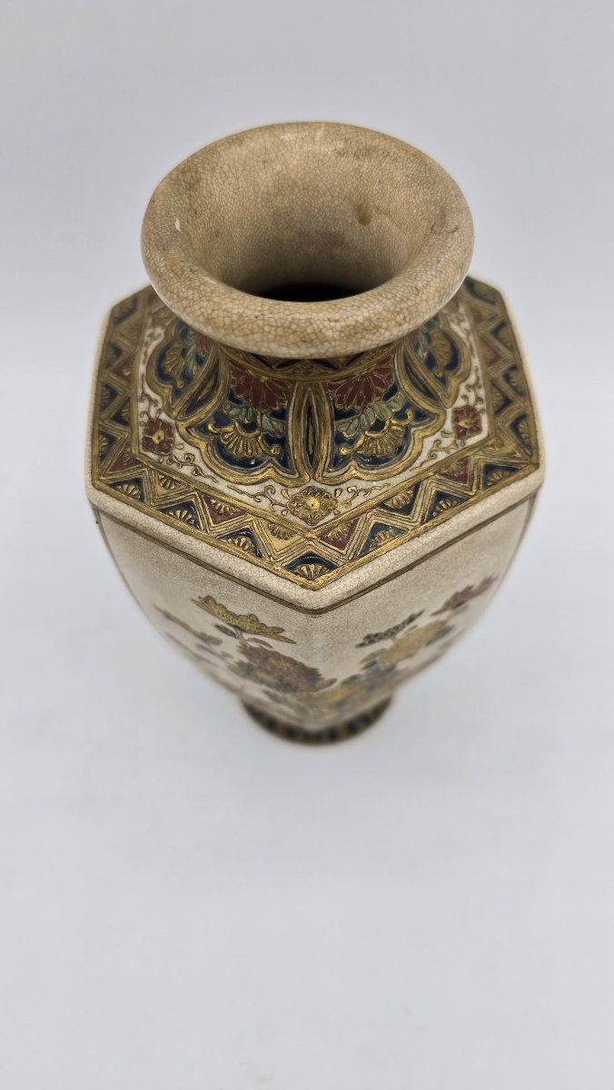 Vase en céramique japonaise Satsuma – période Meiji-photo-1