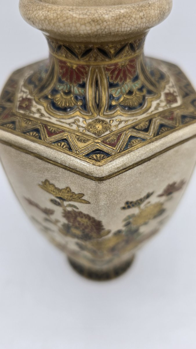 Vase en céramique japonaise Satsuma – période Meiji-photo-2