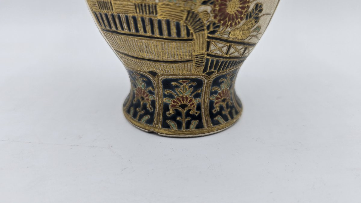Vase en céramique japonaise Satsuma – période Meiji-photo-4