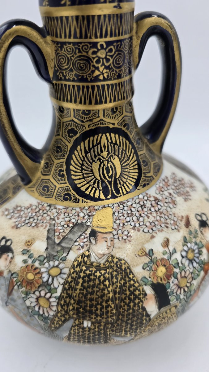 Paire de vases en céramique japonaise Satsuma – période Meiji-photo-1