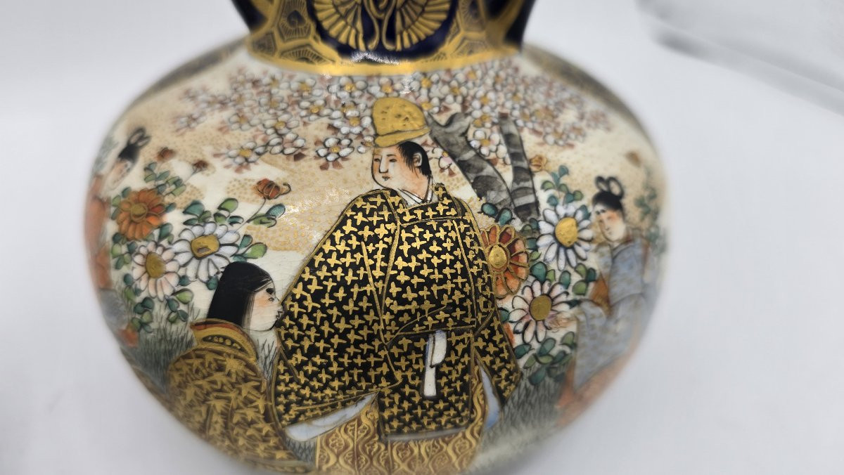 Paire de vases en céramique japonaise Satsuma – période Meiji-photo-3