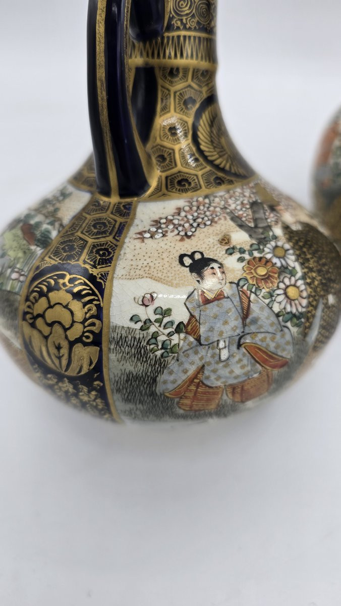 Paire de vases en céramique japonaise Satsuma – période Meiji-photo-5