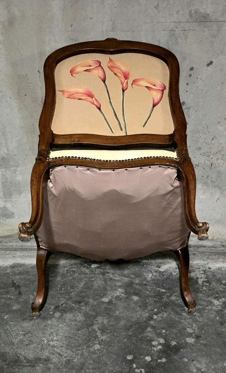 Fauteuil bergère de style Louis XV, travail du début XXe siècle-photo-4