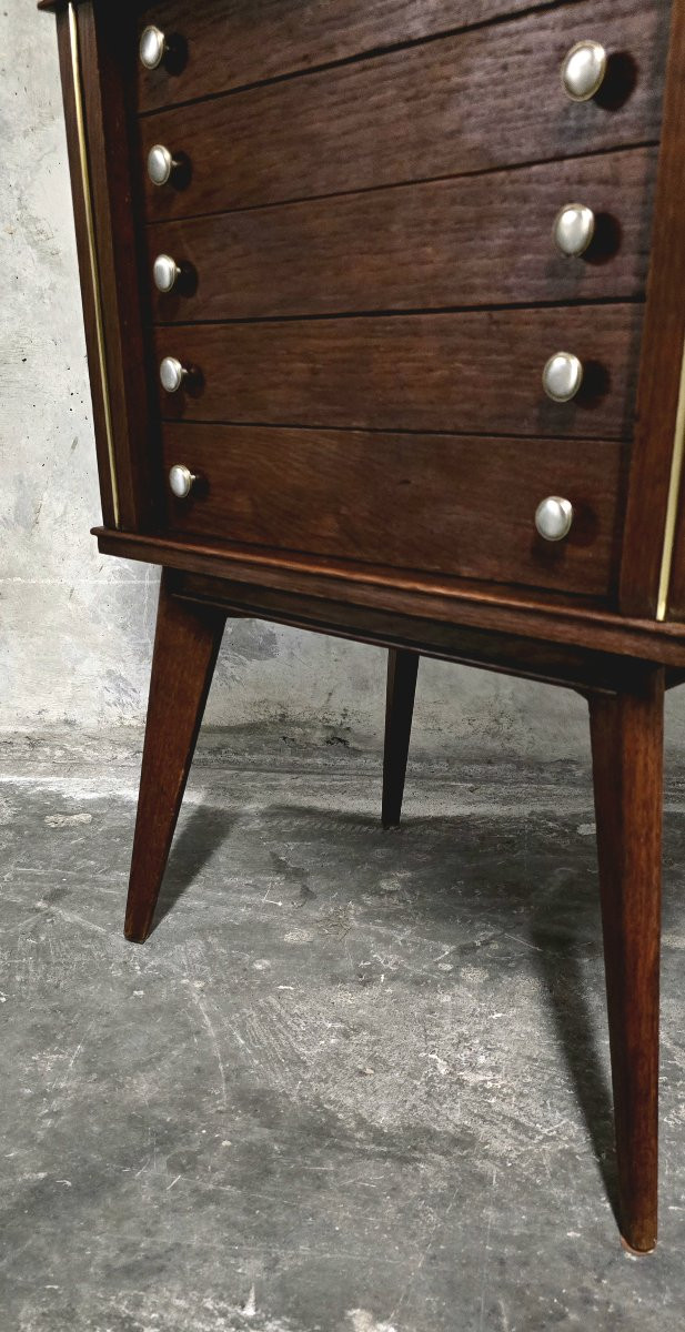 Meuble argenterie vide / meuble à couverts vintage sur pieds compas – années 50-photo-4