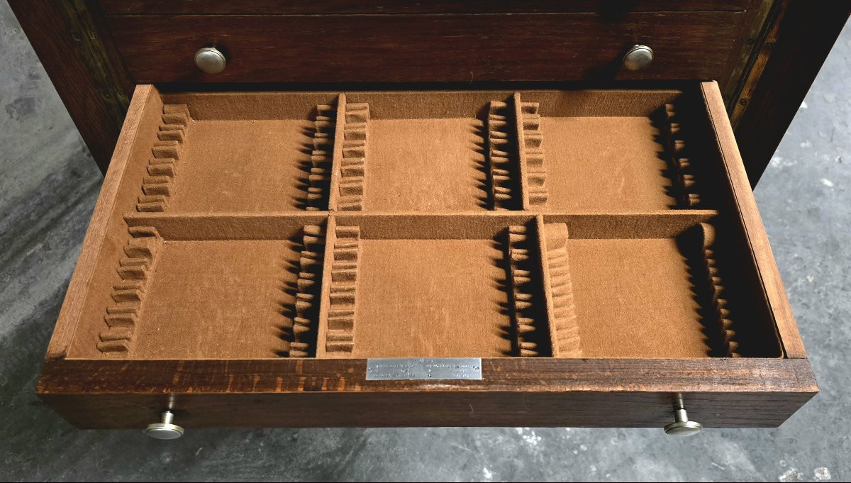 Meuble argenterie vide / meuble à couverts vintage sur pieds compas – années 50-photo-6