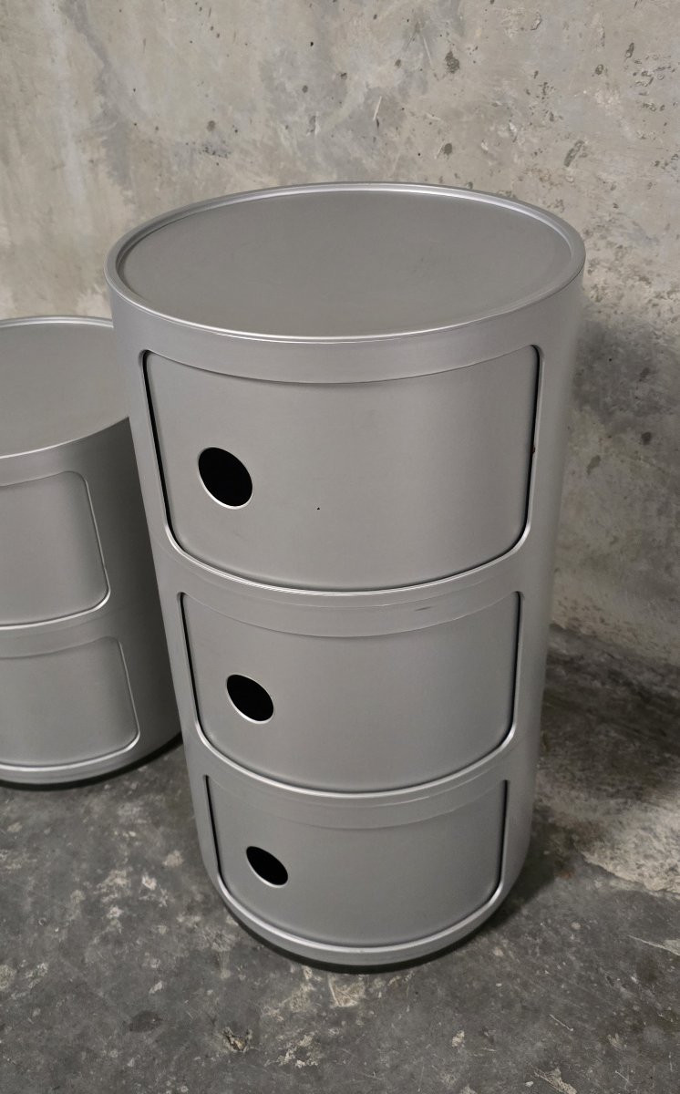 Set Of 2 Componibili Kartell Storage Units - Anna Castelli Ferrieri - H 60 / 40 Cm-photo-4