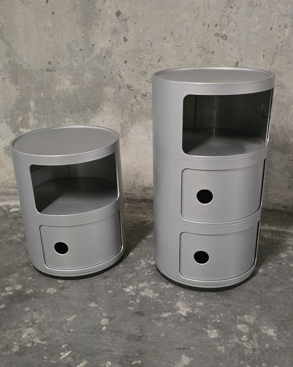 Set Of 2 Componibili Kartell Storage Units - Anna Castelli Ferrieri - H 60 / 40 Cm-photo-3
