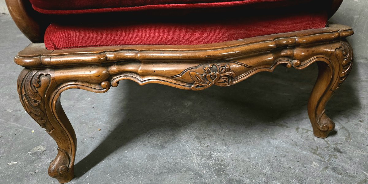 Paire de fauteuils en bois et rotin, style Louis XV-photo-6