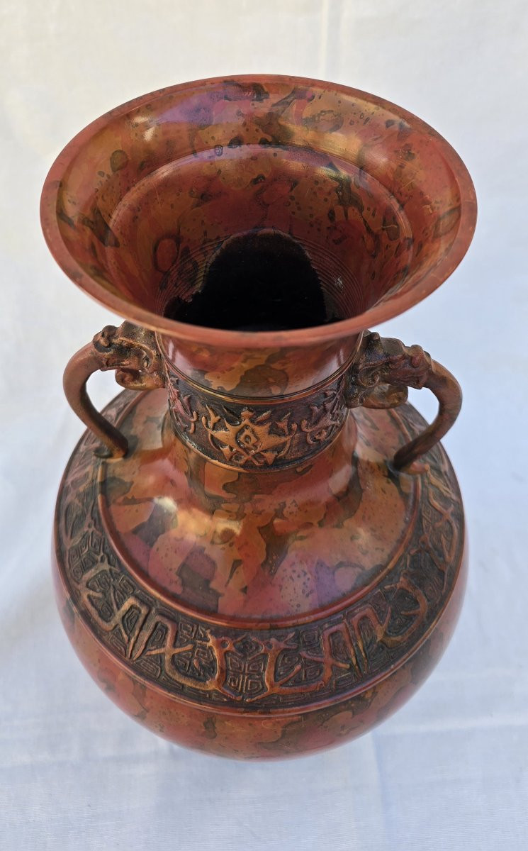 Patinated Bronze Vase, Japan, Workshop Signature, 20th Century-photo-4