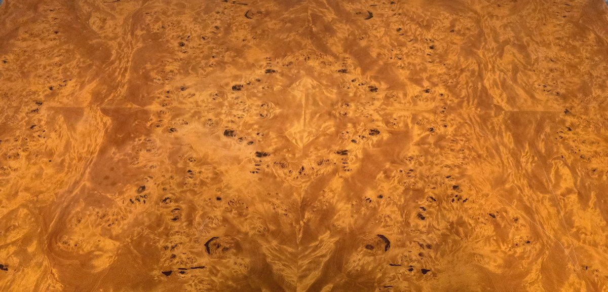 Table basse Jean-Claude Mahey pour Roche Bobois, placage de loupe d’orme, années 70-photo-4