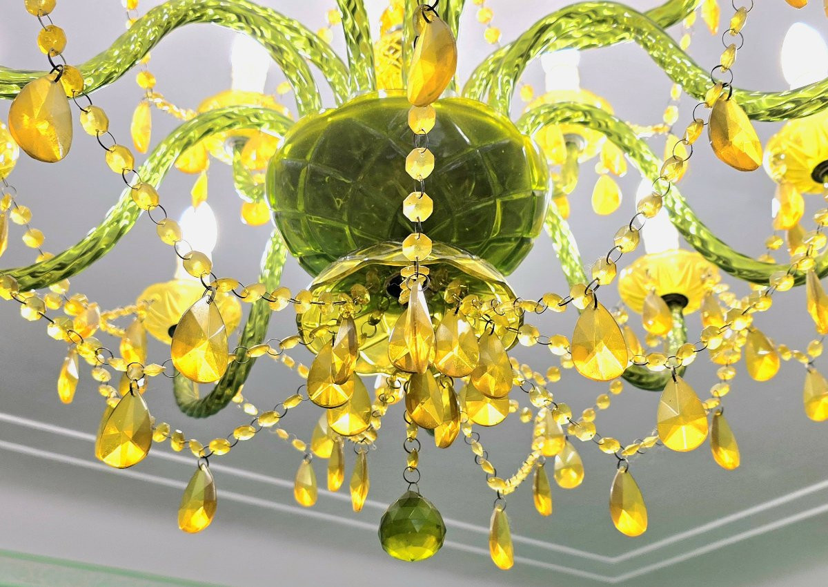 Grand lustre à pampilles en verre et polypropylène – 14 lumières-photo-3