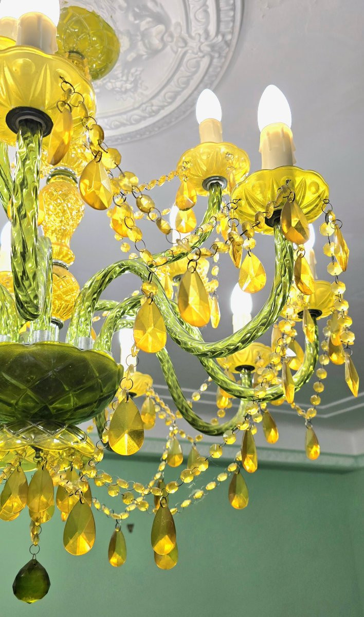 Grand lustre à pampilles en verre et polypropylène – 14 lumières-photo-4