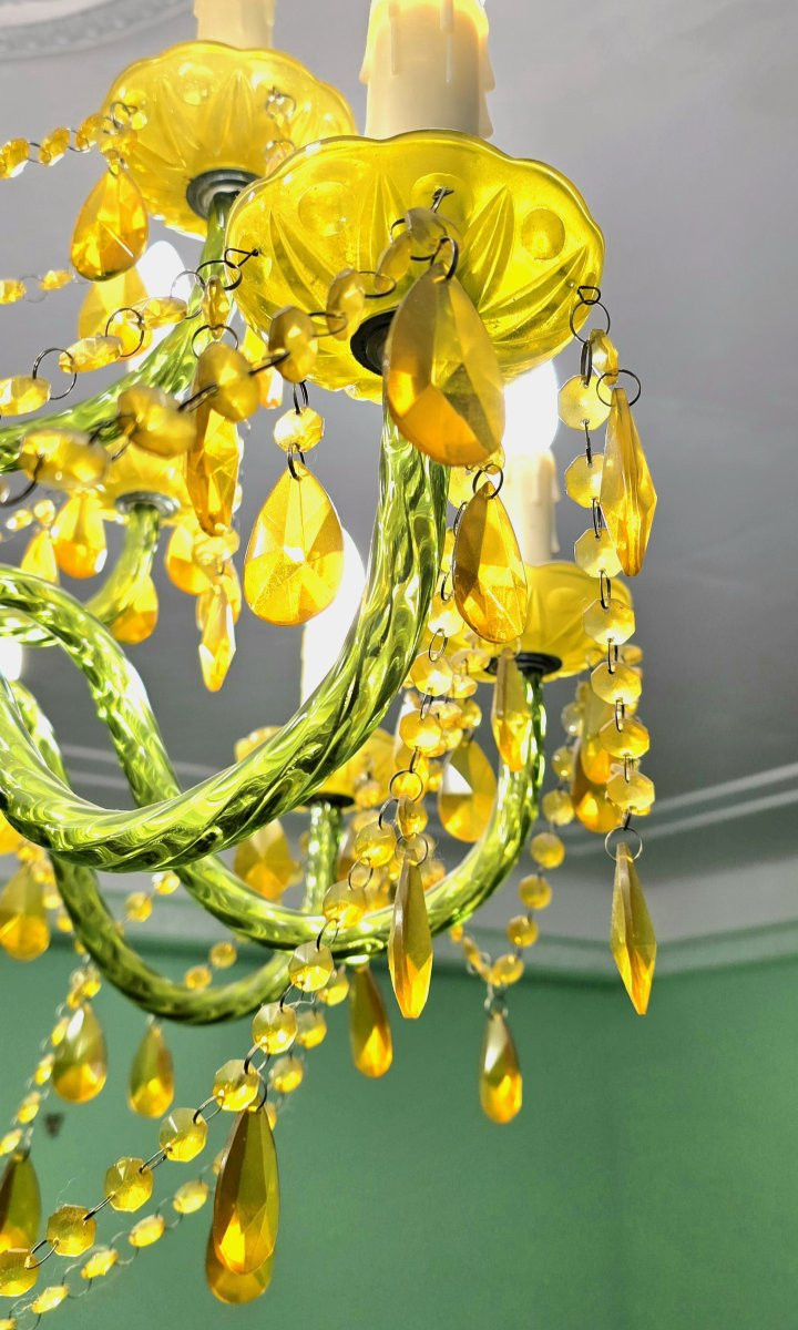 Grand lustre à pampilles en verre et polypropylène – 14 lumières-photo-1