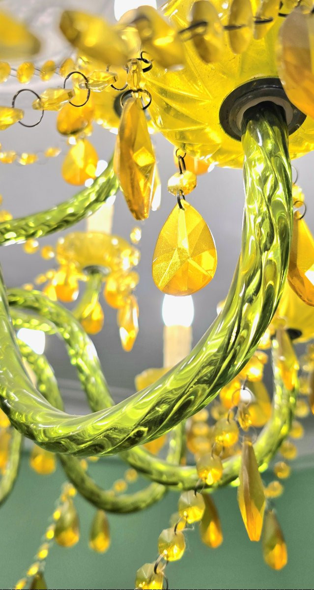 Grand lustre à pampilles en verre et polypropylène – 14 lumières-photo-2