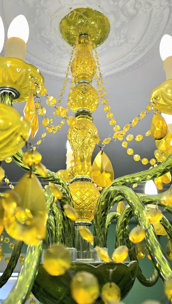 Grand lustre à pampilles en verre et polypropylène – 14 lumières-photo-4