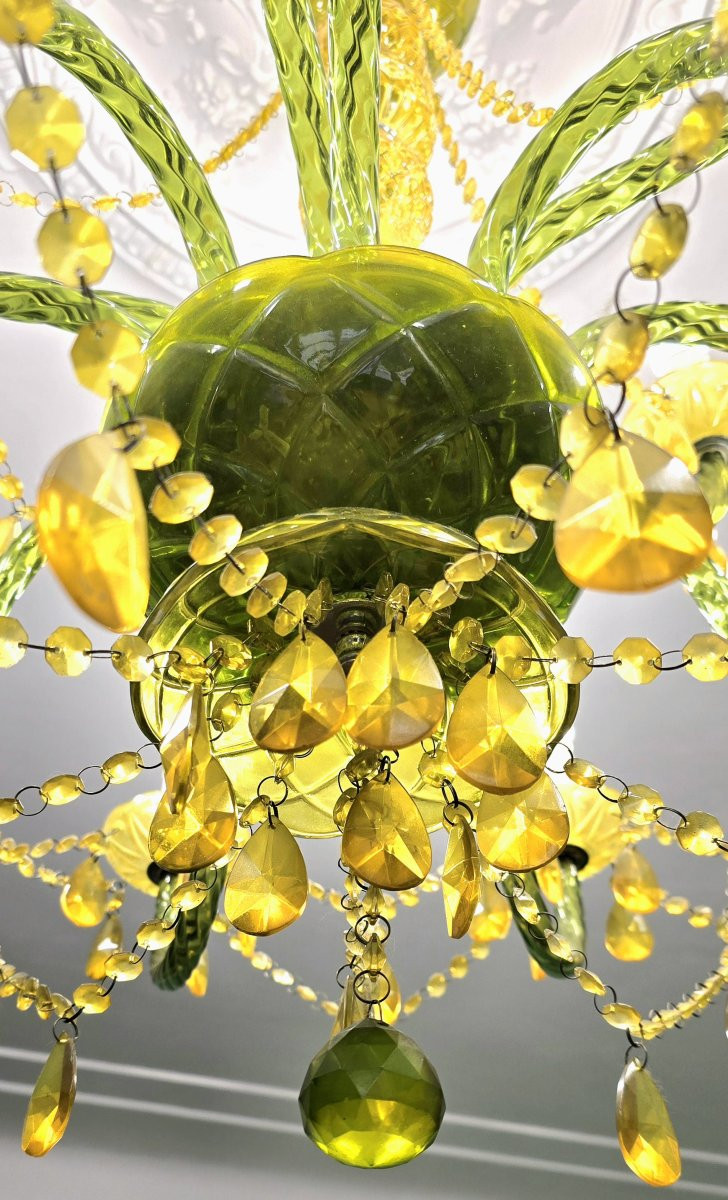 Grand lustre à pampilles en verre et polypropylène – 14 lumières-photo-5