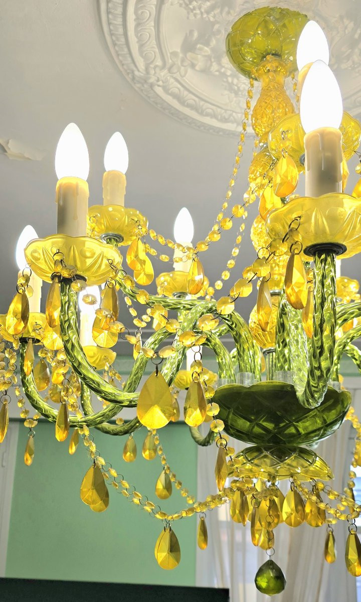 Grand lustre à pampilles en verre et polypropylène – 14 lumières-photo-8