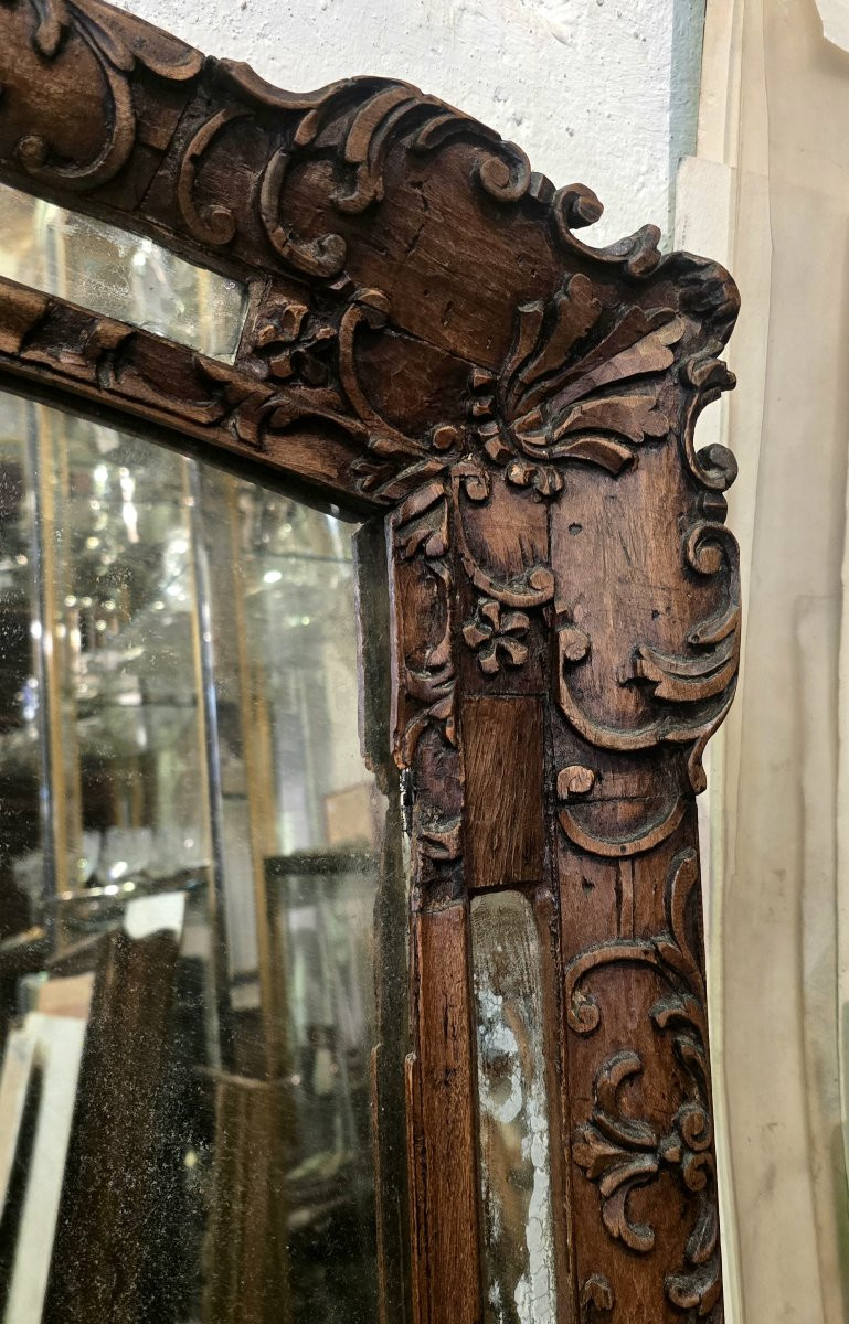 18th Century Carved Wood Mirror, Louis XV Style-photo-1