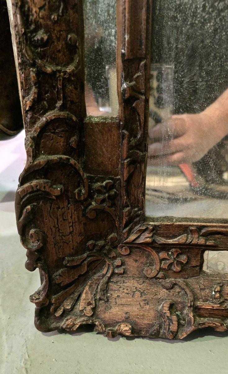 18th Century Carved Wood Mirror, Louis XV Style-photo-4