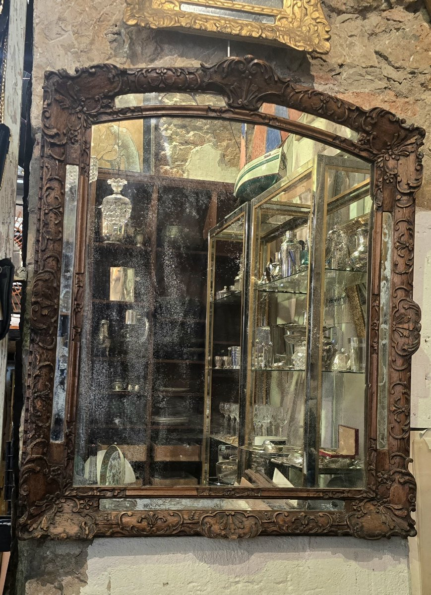 18th Century Carved Wood Mirror, Louis XV Style-photo-6