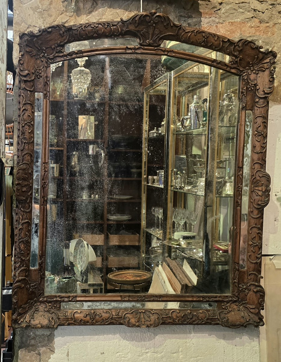 18th Century Carved Wood Mirror, Louis XV Style