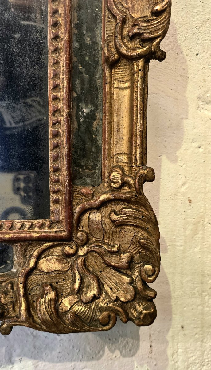 Regency Period Mirror With Carved And Gilded Wood Pediment - 18th Century-photo-2