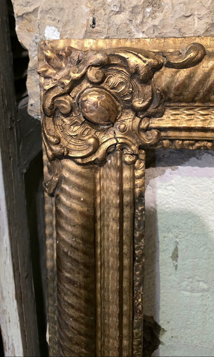 Cadre ancien en bois et stuc doré de style Louis XV – XIXe siècle – 103 x 76 cm-photo-3