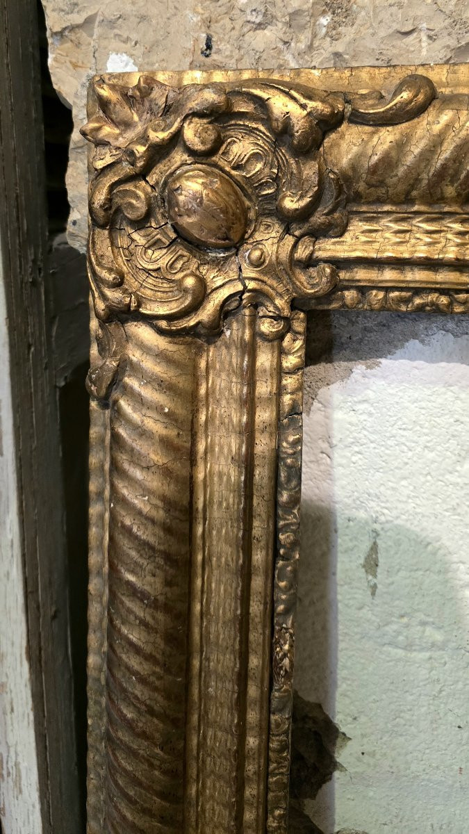 Cadre ancien en bois et stuc doré de style Louis XV – XIXe siècle – 103 x 76 cm-photo-2