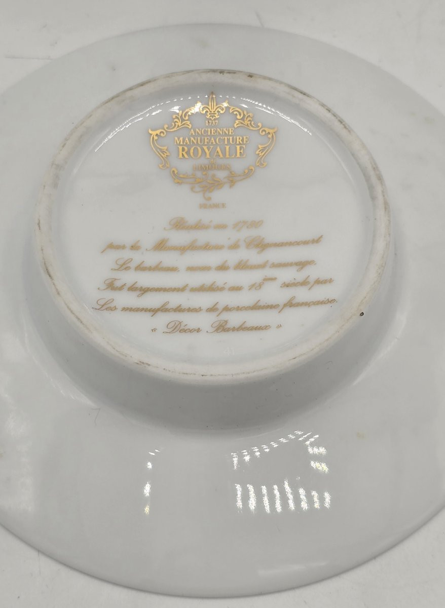 Covered Trembling Cup Limoges With Louis XVI Barbeaux Decoration-photo-4
