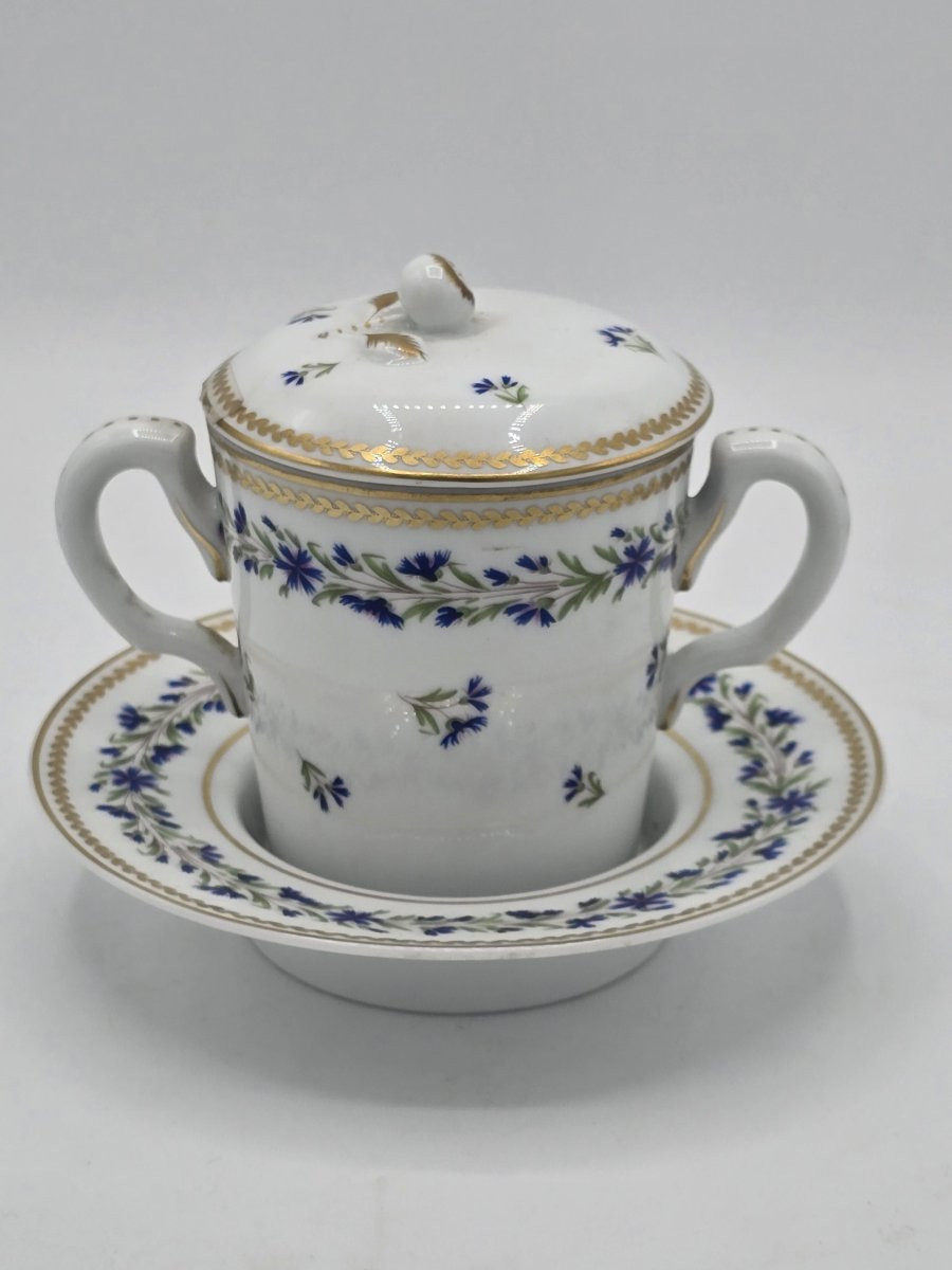 Covered Trembling Cup Limoges With Louis XVI Barbeaux Decoration-photo-1