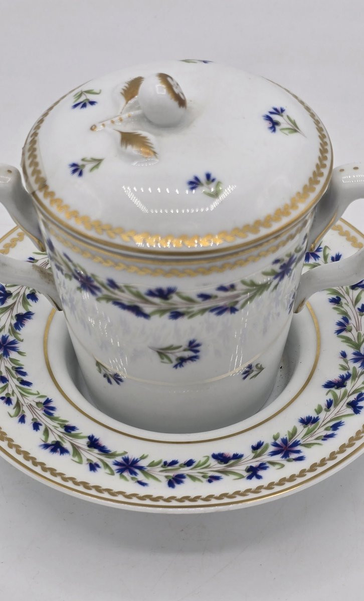 Covered Trembling Cup Limoges With Louis XVI Barbeaux Decoration-photo-2