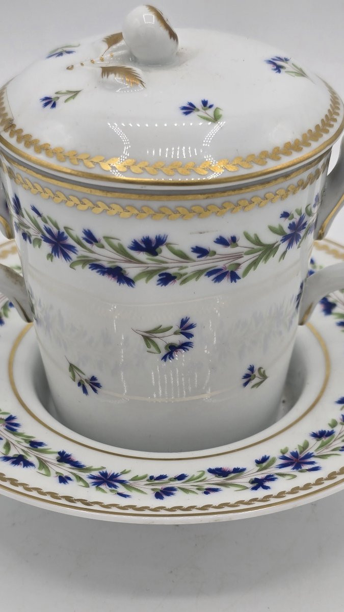Covered Trembling Cup Limoges With Louis XVI Barbeaux Decoration-photo-3