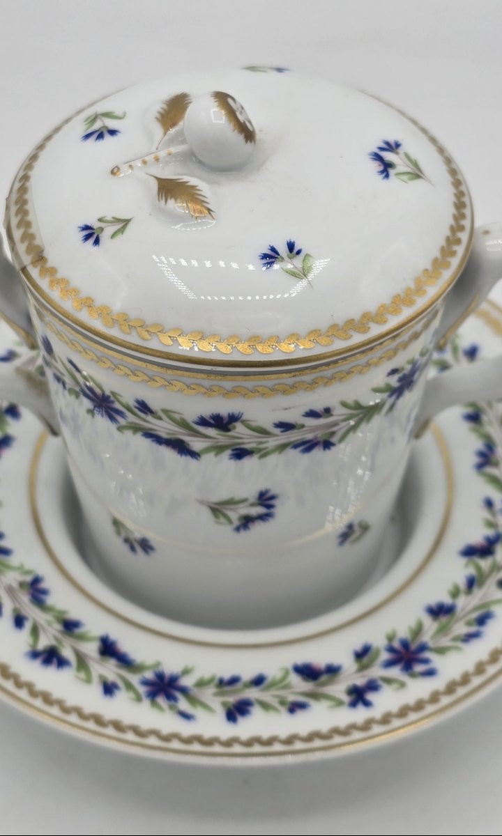 Covered Trembling Cup Limoges With Louis XVI Barbeaux Decoration-photo-4