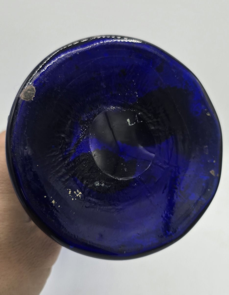 Vase en verre bleu cobalt émaillé et doré, attribué à François-Théodore LEGRAS, 1900-photo-5