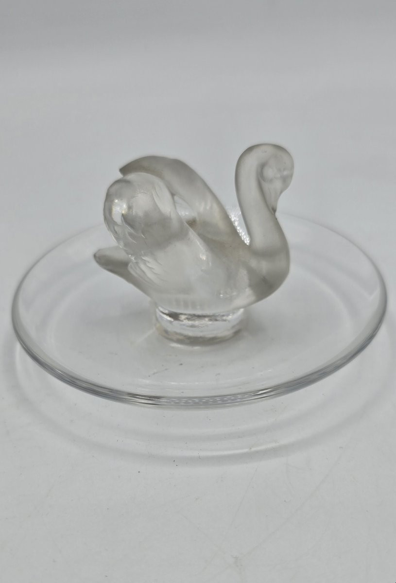 Lalique - Crystal Baguier With Swan Decoration, 20th Century-photo-3